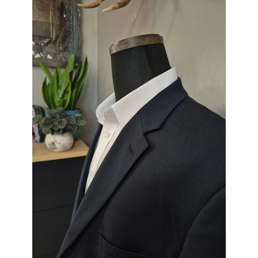 Pronto Uomo Mens Wool Sports Coat 48L Navy Blue 2 Button Double Vent Italy S703